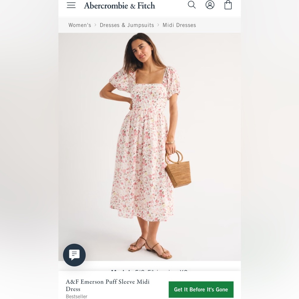 Abercrombie pink floral Emerson midi dress MP